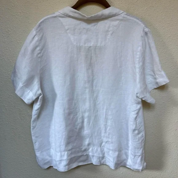 Everlane notch white linen Button up blouse - Picture 5 of 7